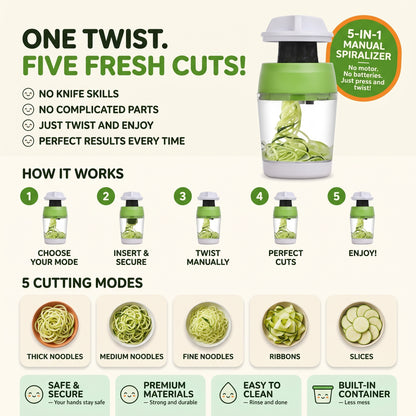 Zoodla™ 5-in-1 Veggie Spiralizer